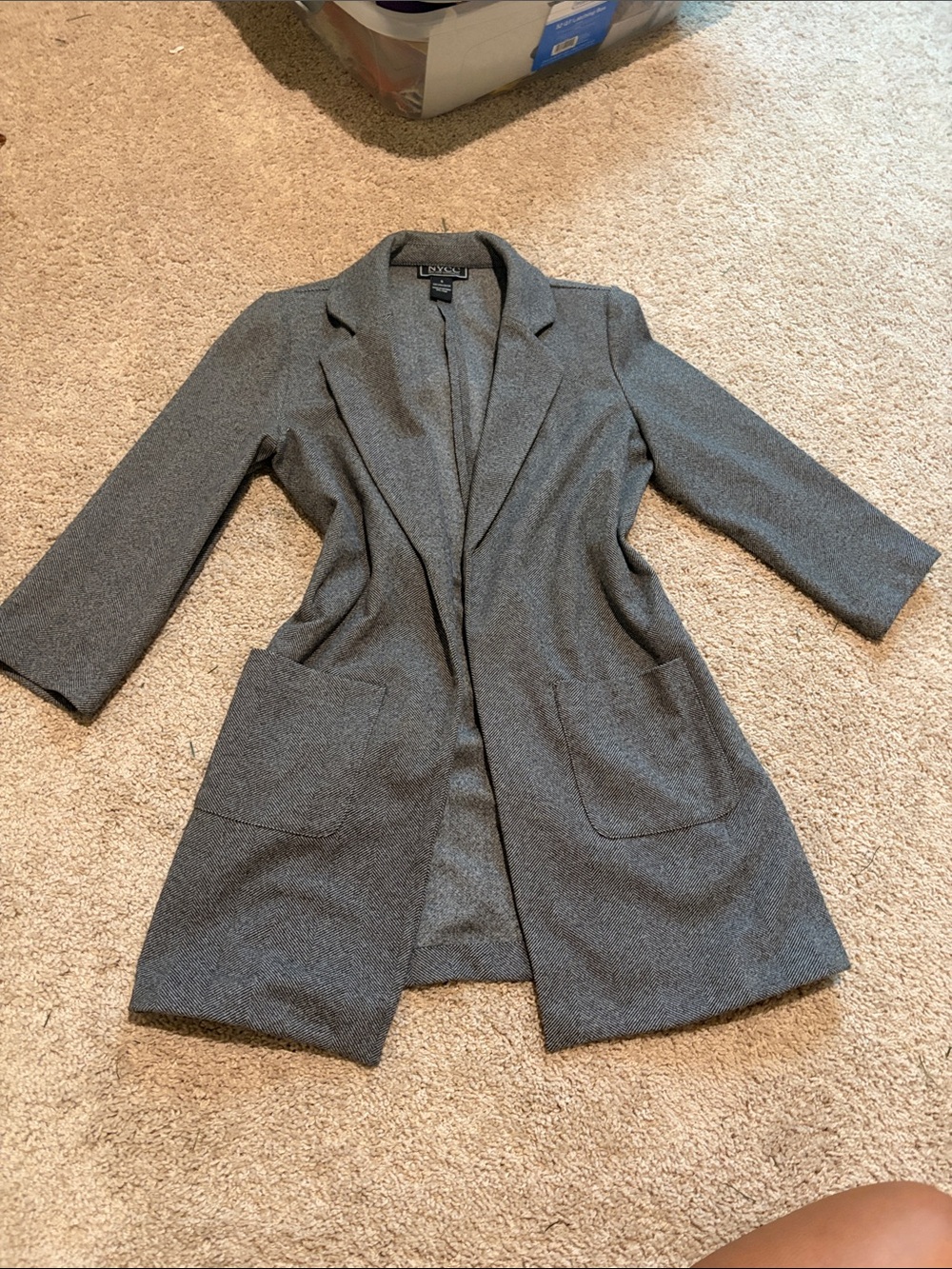 Loft Gray Longline Open-Front Blazer